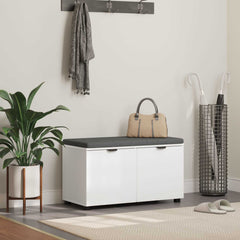 Hall Bench with Cushion with Shelf 80 x 38 x 46 cm White