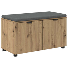 Hall Bench with Cushion with Shelf 80 x 38 x 46 cm Artisan oak