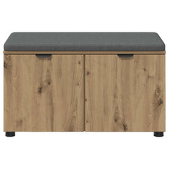 Hall Bench with Cushion with Shelf 80 x 38 x 46 cm Artisan oak
