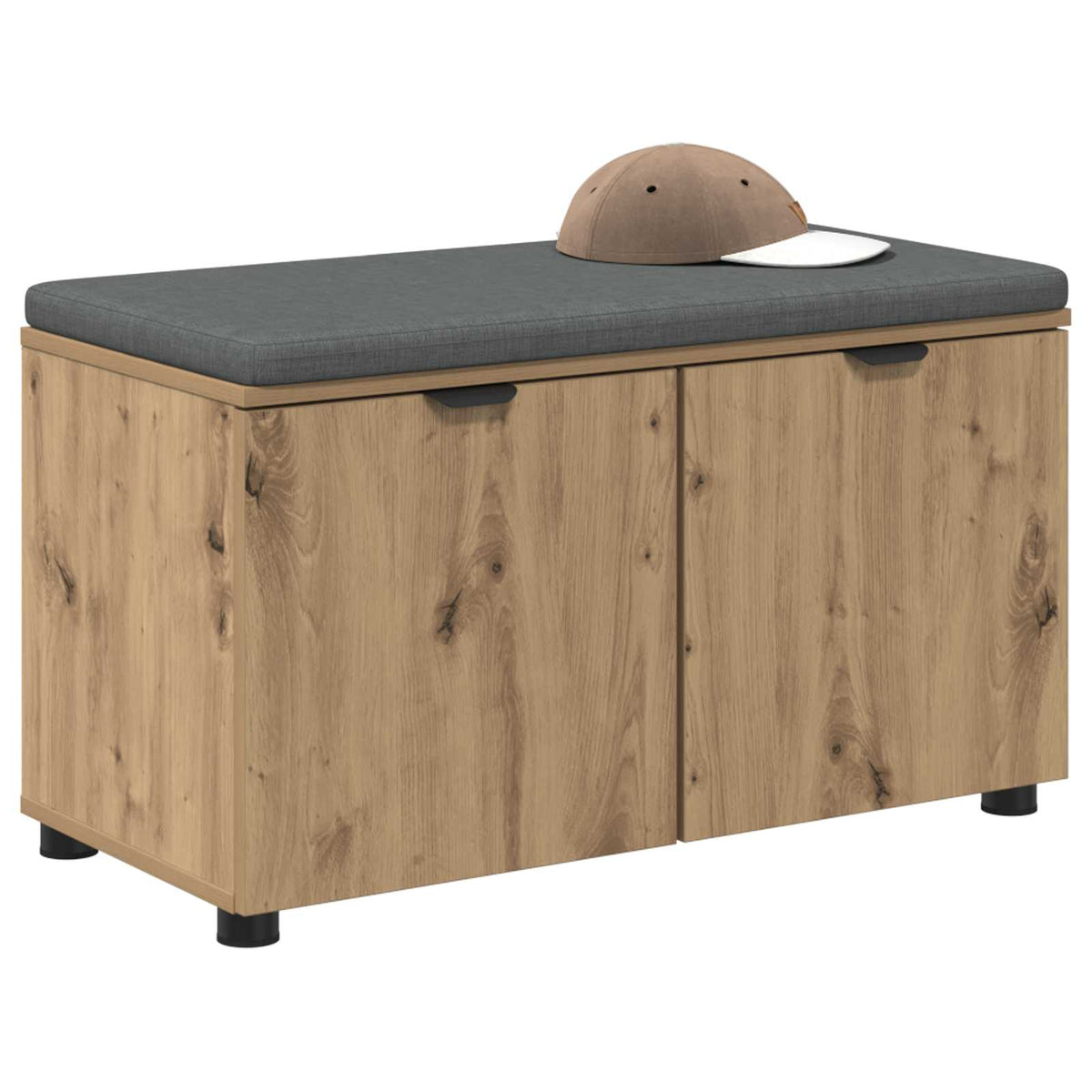 Hall Bench with Cushion with Shelf 80 x 38 x 46 cm Artisan oak