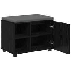 Hall Bench with Cushion with Shelf 60 x 38 x 46 cm Black oak
