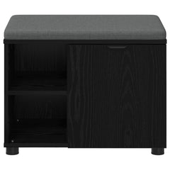 Hall Bench with Cushion with Shelf 60 x 38 x 46 cm Black oak