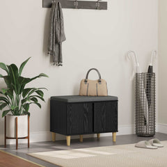 vidaXL Hall Bench Black Oak 60 x 38 x 46 cm Engineered Wood and Fabric 1