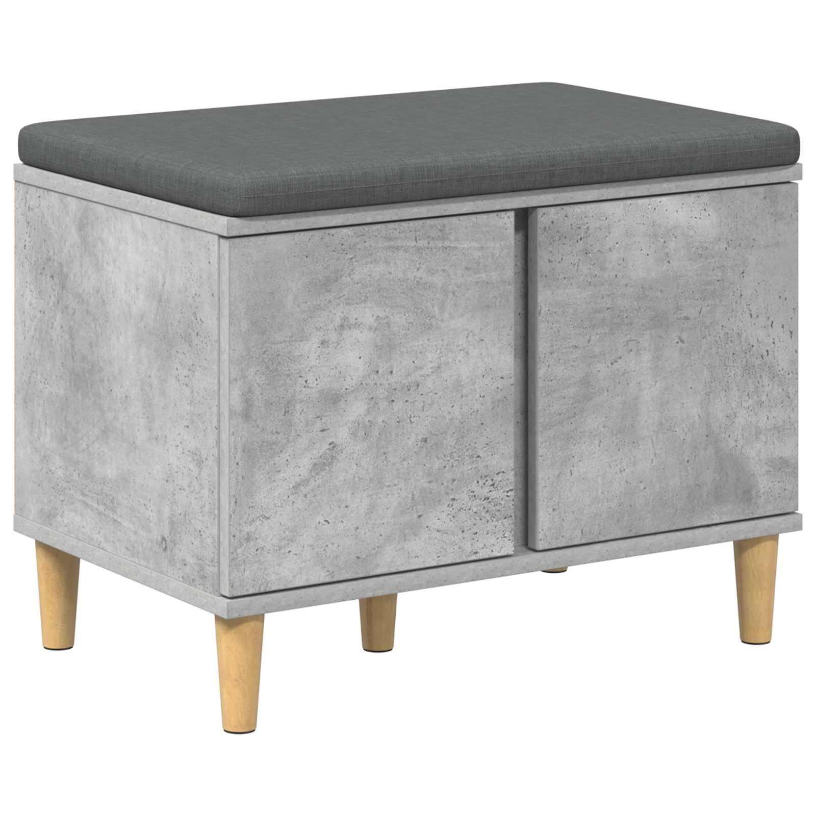 vidaXL Hall Bench with Cushion with Door Concrete Grey 60 x 38 x 46 cm 2