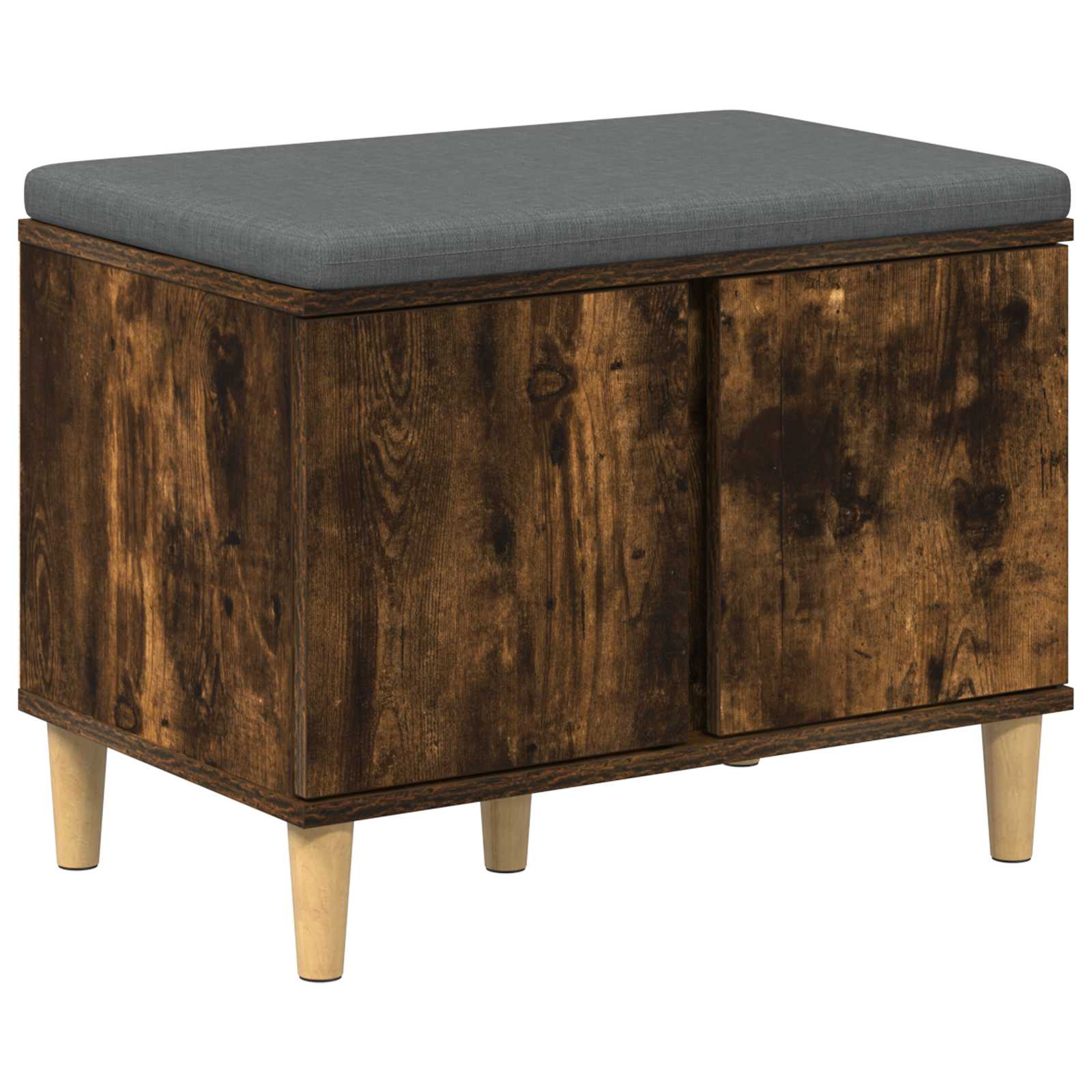 vidaXL Hall Bench with Cushion with Storage Smoked Oak 60 x 38 x 46 cm 2