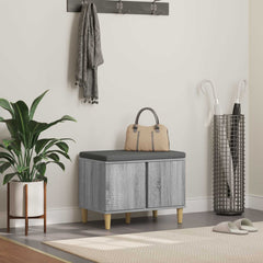 vidaXL Hall Bench with Cushion with Door Grey Sonoma 60 x 38 x 46 cm 1