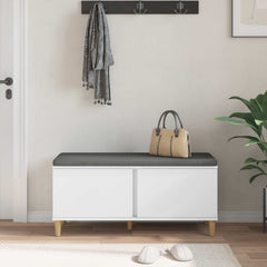 Hall Bench with Cushion with Door 100 x 38 x 46 cm White