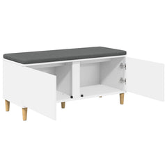 Hall Bench with Cushion with Door 100 x 38 x 46 cm White
