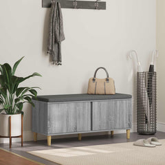 Hall Bench with Cushion with Door 100 x 38 x 46 cm Grey sonoma