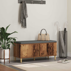 Hall Bench with Cushion with Door 100 x 38 x 46 cm Old wood