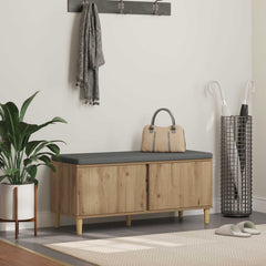 Hall Bench with Cushion with Door 100 x 38 x 46 cm Artisan oak