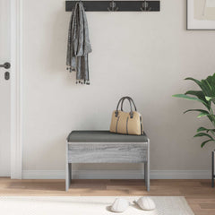 vidaXL Hall Bench with Cushion Grey Sonoma 63 x 38 x 40 cm 4