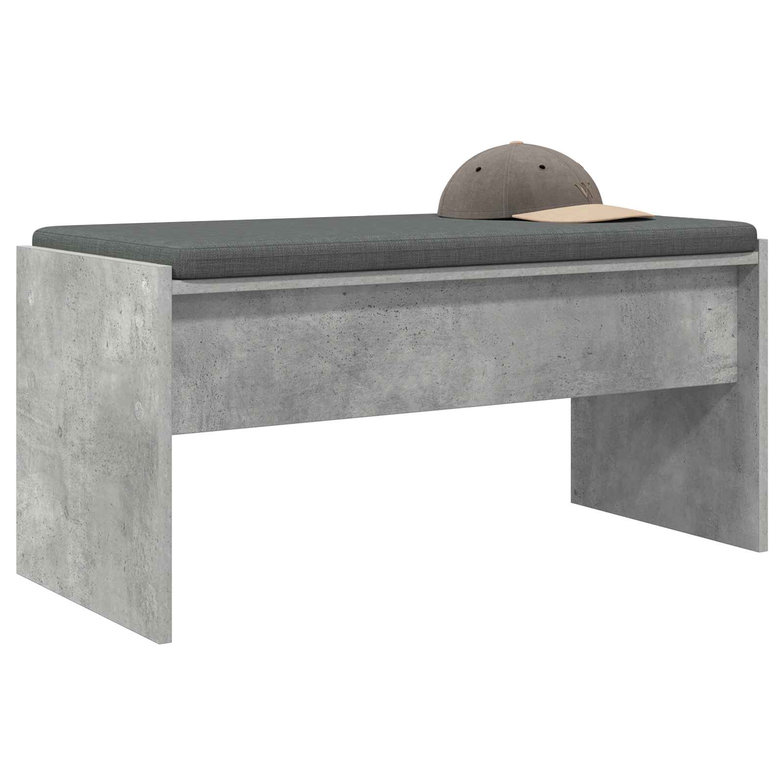 vidaXL Hall Bench with Cushion Concrete Grey 83 x 38 x 40 cm 3
