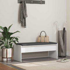 Hall Bench with Cushion in White