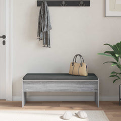 vidaXL Hall Bench with Cushion Grey Sonoma 103 x 38 x 40 cm 4
