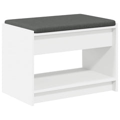 vidaXL Hall Bench White 63 x 38 x 45 cm Engineered Wood and Fabric 2
