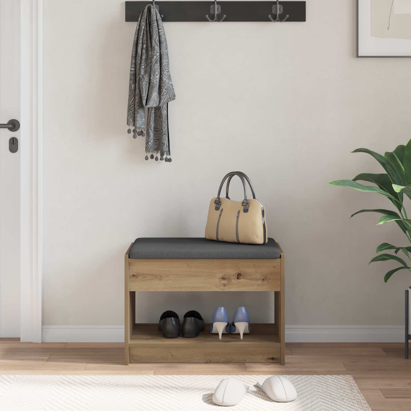 vidaXL Hall Bench Artisan Oak 63 x 38 x 45 cm 4