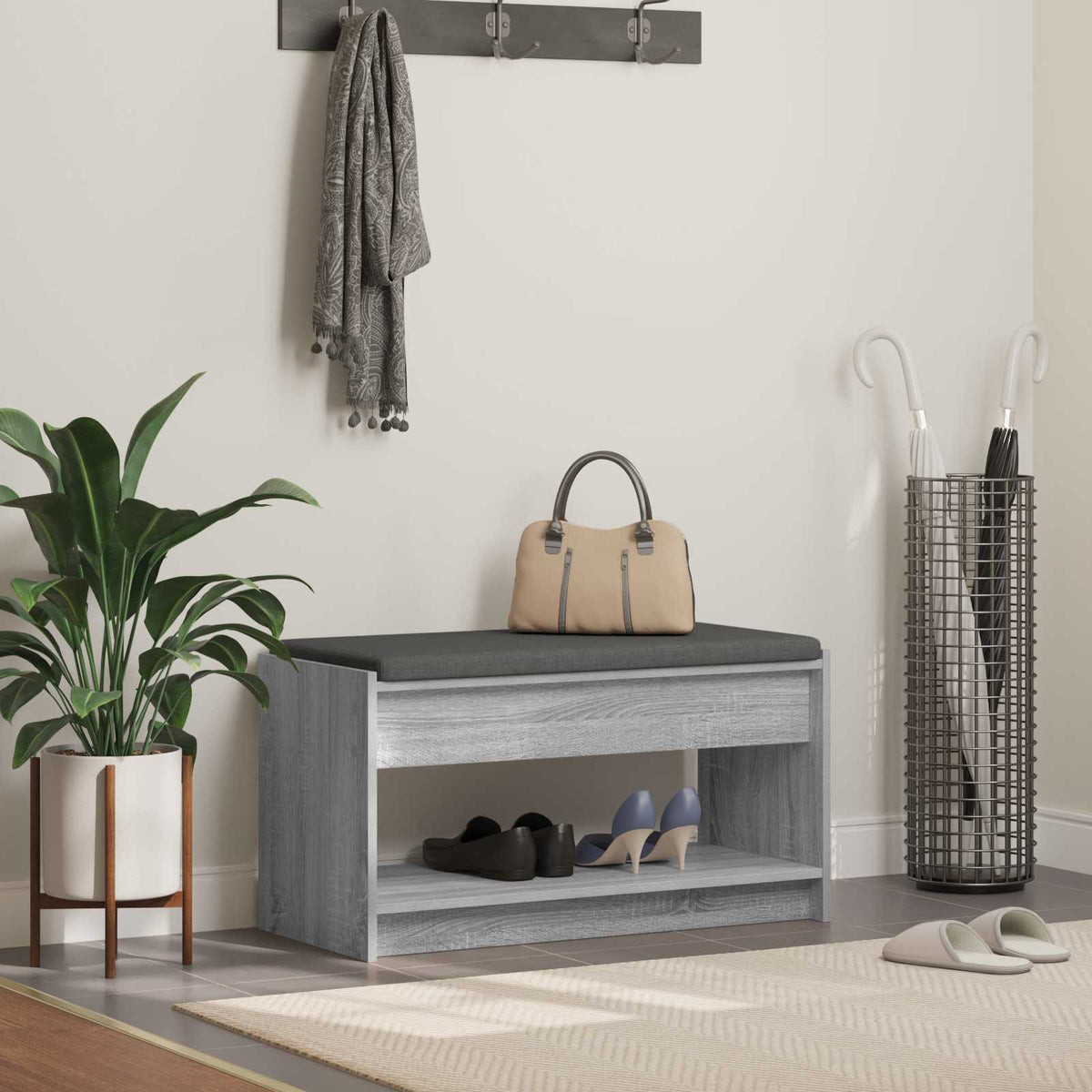 Hall Bench 83 x 38 x 45 cm Grey sonoma