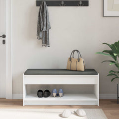 vidaXL Hall Bench White 103 x 38 x 45 cm Engineered Wood and Fabric 4