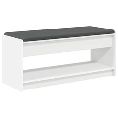 vidaXL Hall Bench White 103 x 38 x 45 cm Engineered Wood and Fabric 2