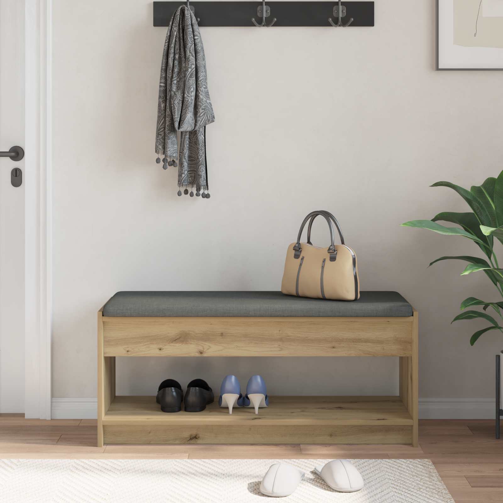 vidaXL Hall Bench Artisan Oak 103 x 38 x 45 cm 4