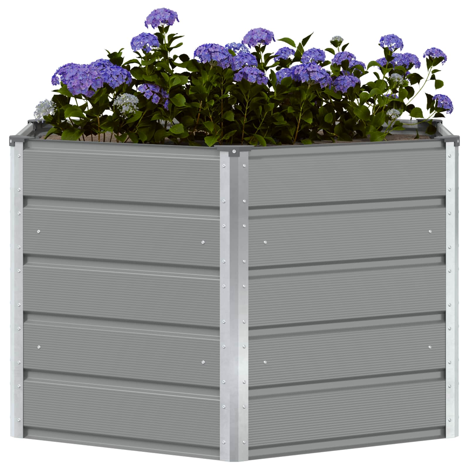 vidaXL Planter Light Grey 129 x 129 x75 cm Steel 3