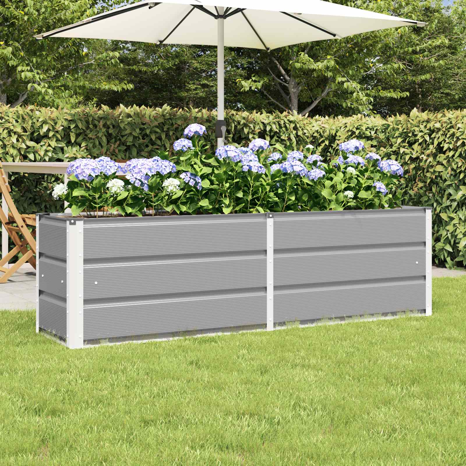 vidaXL Planter Light Grey 160 x 40 x 45 cm Steel 1