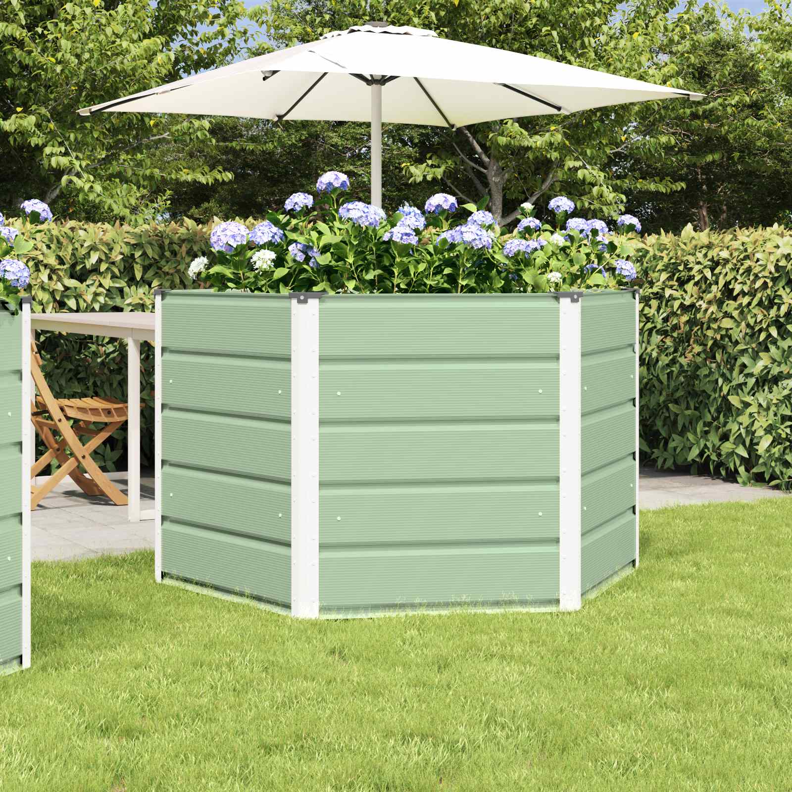 vidaXL Planter Pastel Green 129 x 129 x75 cm Steel 1