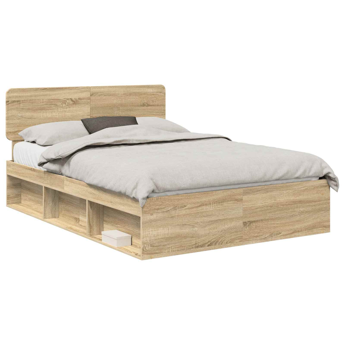 Bed Frame 140 x 190 cm Solid Pine Wood Sonoma oak