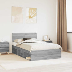 Bed Frame Solid Pine Wood Grey sonoma