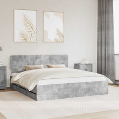Bed Frame Engineered Wood Length 200 cm Concrete Grey 180 cm
