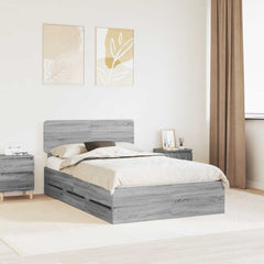 Bed Frame with Drawer Engineered Wood Length 190 cm Grey sonoma 120 cm