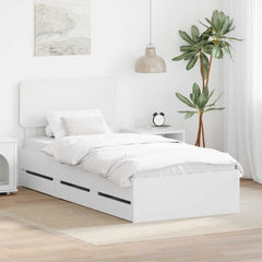Bed Frame with Drawer Engineered Wood Length 190 cm White 75 cm