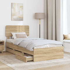 Bed Frame with Drawer Engineered Wood Length 190 cm Sonoma oak 75 cm