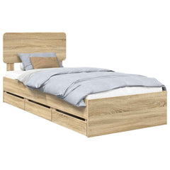 Bed Frame with Drawer Engineered Wood Length 190 cm Sonoma oak 75 cm