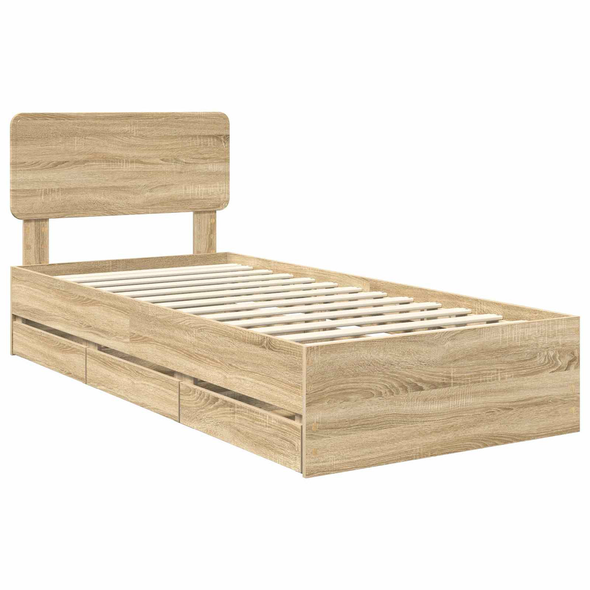 Bed Frame with Drawer Engineered Wood Length 190 cm Sonoma oak 75 cm