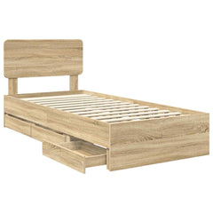 Bed Frame with Drawer Engineered Wood Length 190 cm Sonoma oak 75 cm