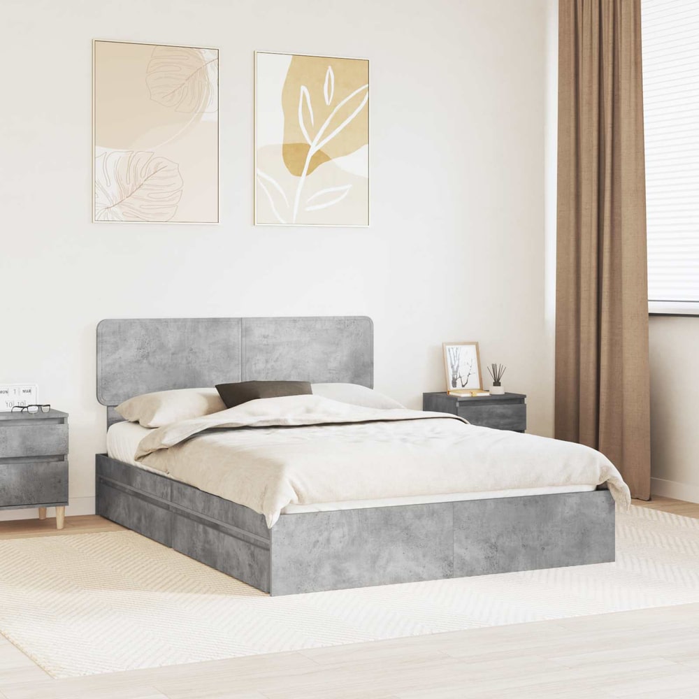 Storage Bed Engineered Wood Length 200 cm Concrete Grey 150 cm