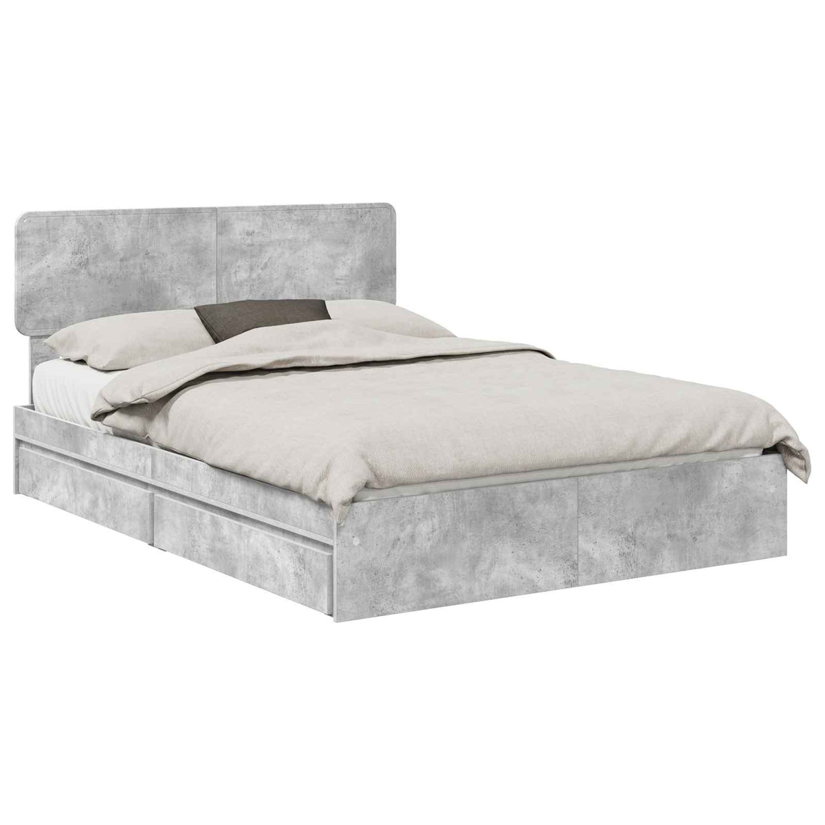 Storage Bed Engineered Wood Length 200 cm Concrete Grey 150 cm