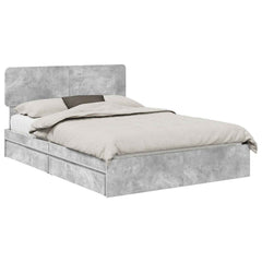 Storage Bed Engineered Wood Length 200 cm Concrete Grey 150 cm