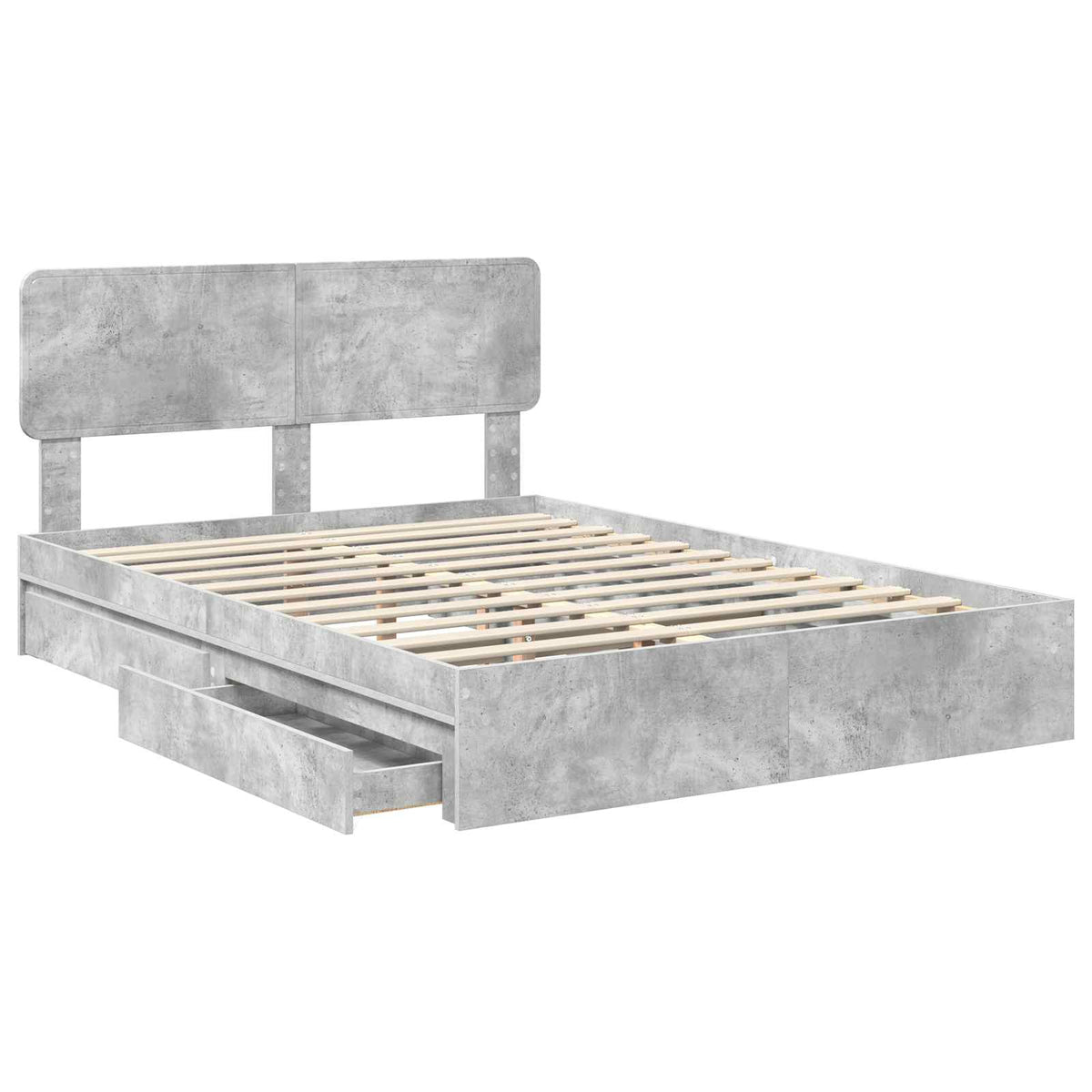 Storage Bed Engineered Wood Length 200 cm Concrete Grey 150 cm