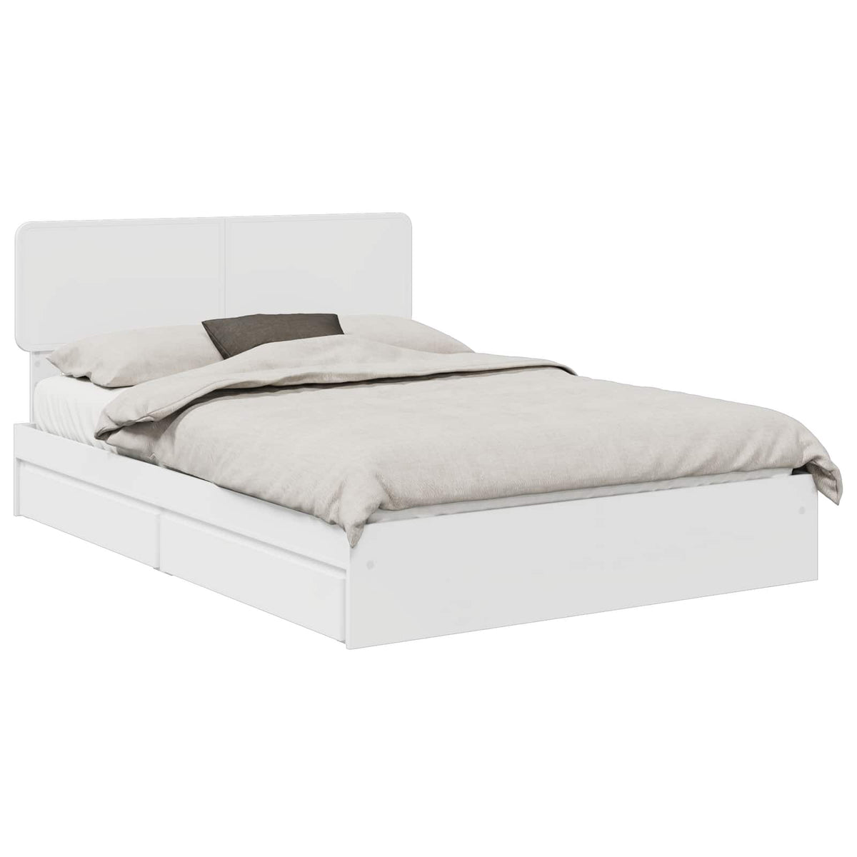 Storage Bed with Drawer Engineered Wood Length 190 cm White 140 cm