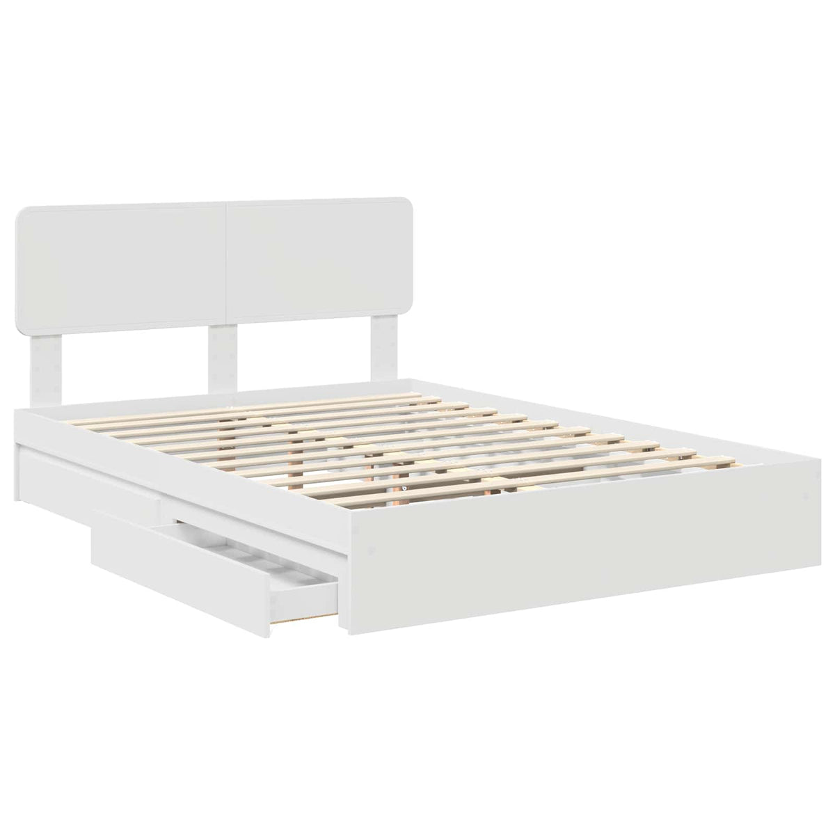 Storage Bed with Drawer Engineered Wood Length 190 cm White 140 cm