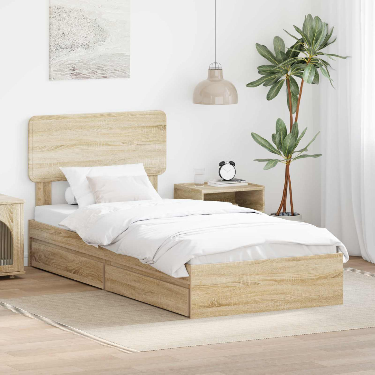 Storage Bed Drawer Engineered Wood Length Sonoma oak