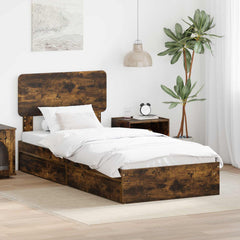 Storage Bed Drawer Engineered Wood Length Smoked oak