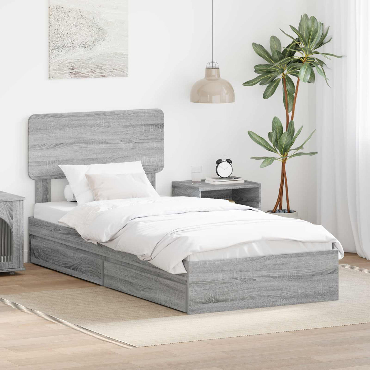 Storage Bed Drawer Engineered Wood Length Grey sonoma