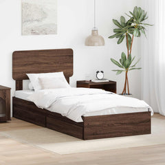 Storage Bed with Drawer Engineered Wood Length 190 cm Brown oak 75 cm
