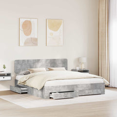 Bed Frame Engineered Wood Length 200 cm Concrete Grey 200 cm