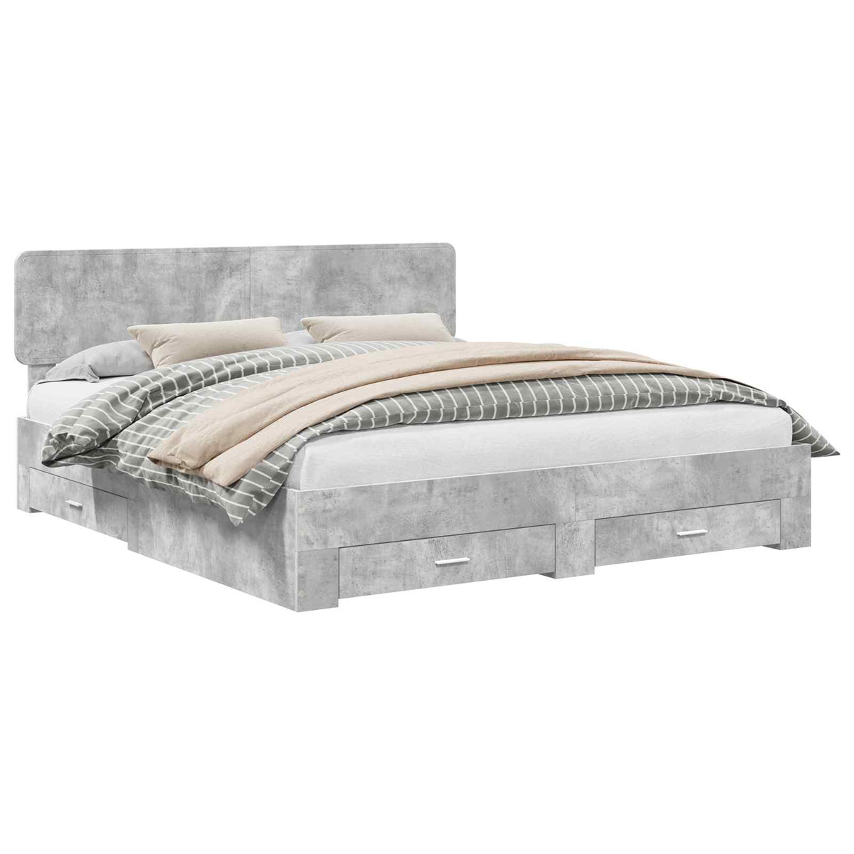 Bed Frame Engineered Wood Length 200 cm Concrete Grey 200 cm