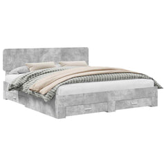 Bed Frame Engineered Wood Length 200 cm Concrete Grey 200 cm